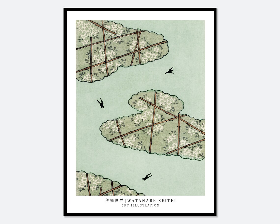 Watanabe Seitei Sky Illustration, Vintage Japanese Art Print