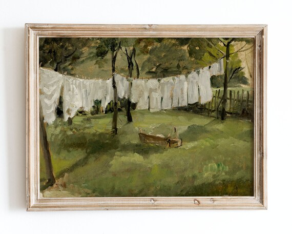 European Vintage Laundry Room Art Print, Farmhouse
