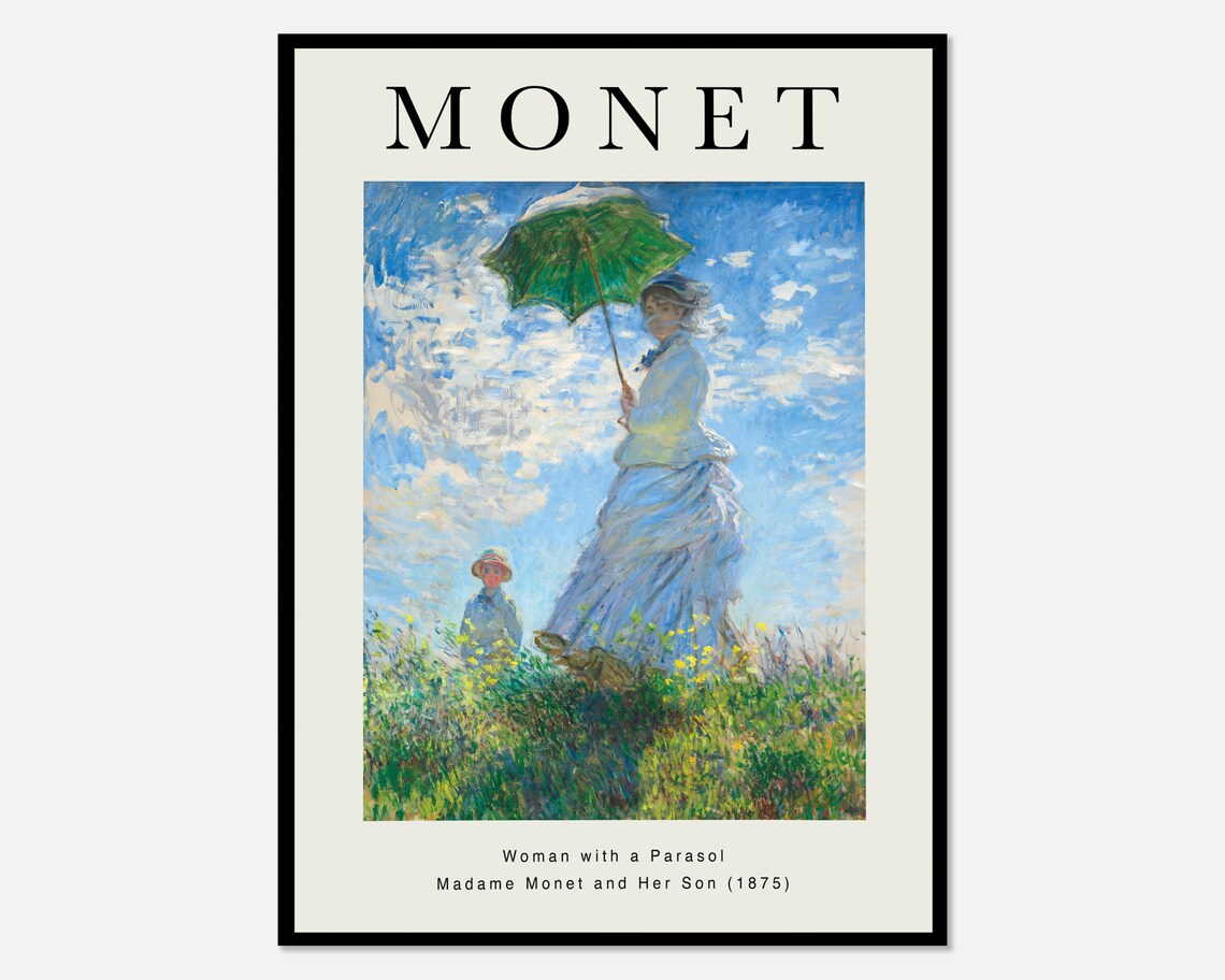 Monet Woman With A Parasol Vintage Art Print