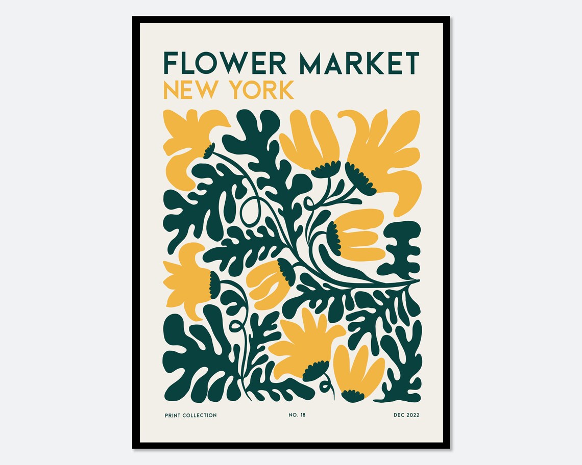Flower Market New York Bold Yellow Floral Modern Botanical Poster