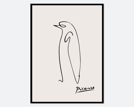 Pablo Picasso Penguin Sketch Line Drawing Art Print