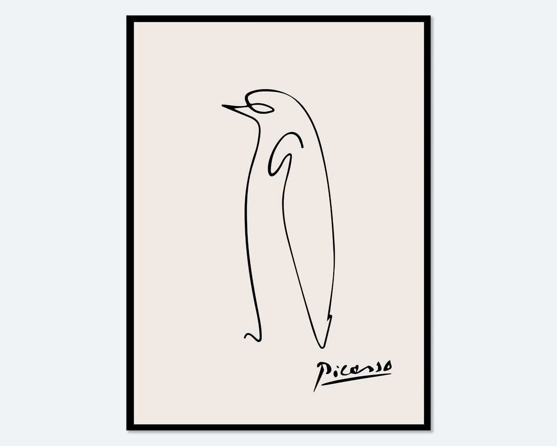 Pablo Picasso Penguin Sketch Line Drawing Art Print