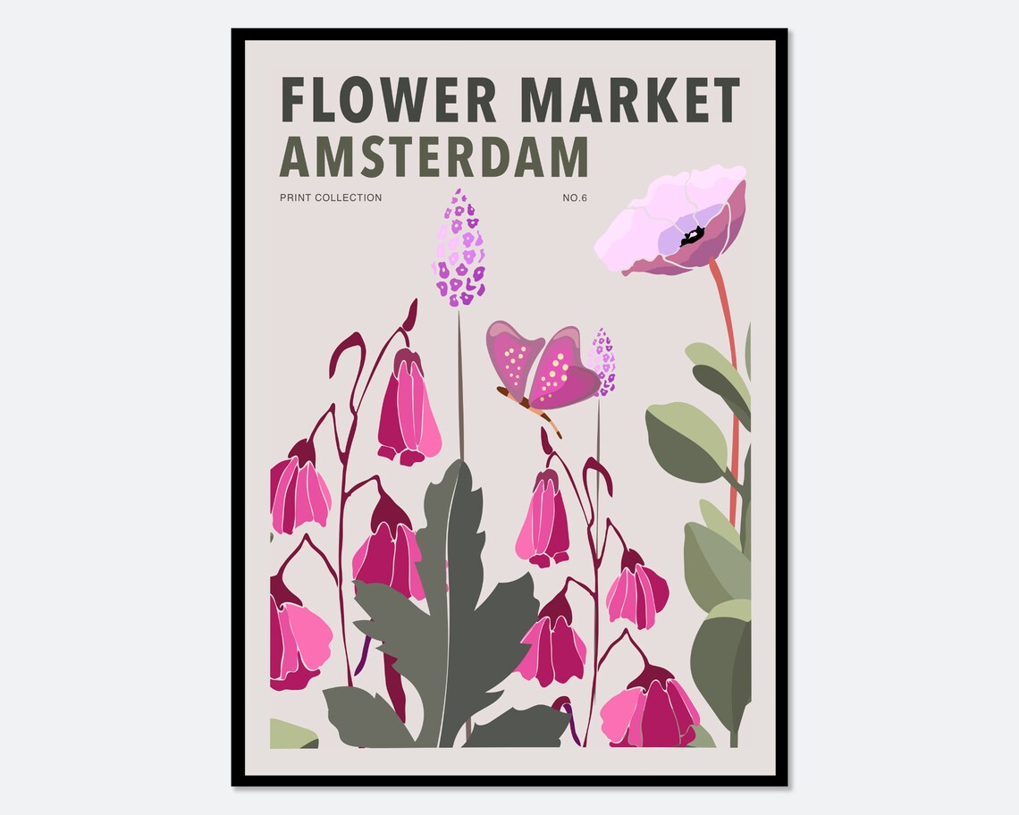 Amsterdam Flower Market Botanical Art Print, Spring Florals