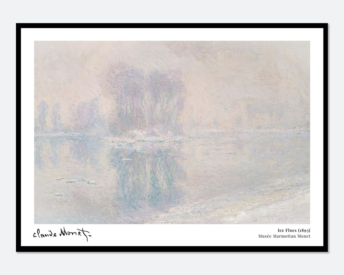 Monet Ice Floes 1893 Vintage Exhibition Art Print