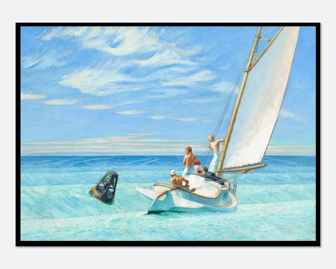 Edward Hopper Art Print Edward Hopper Poster Ground Swell 1939 Painting Vintage Poster Museum Exhibition Poster Famous Painting Eh04