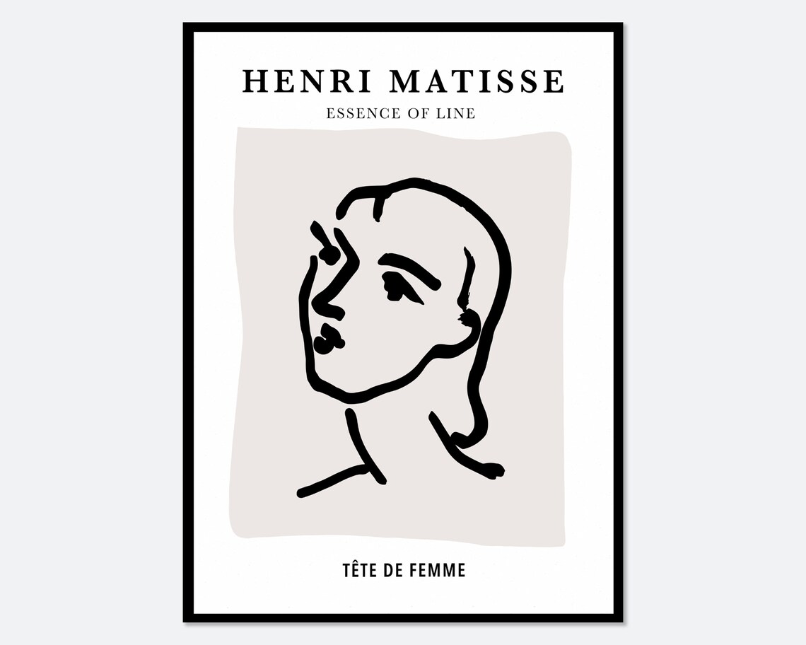 Matisse Single Line Woman Face Vintage Line Art Print