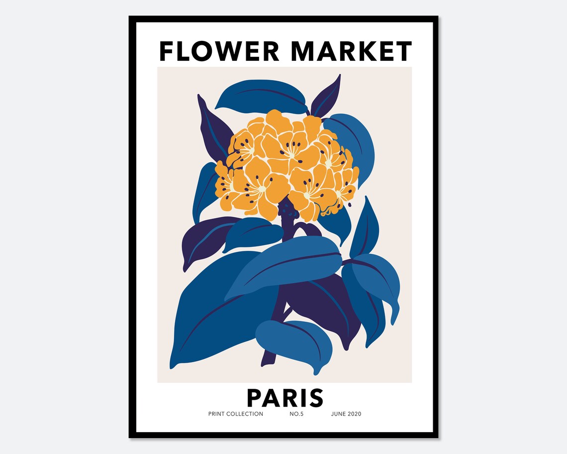 Flower Market Paris Botanical Art Print, Colorful