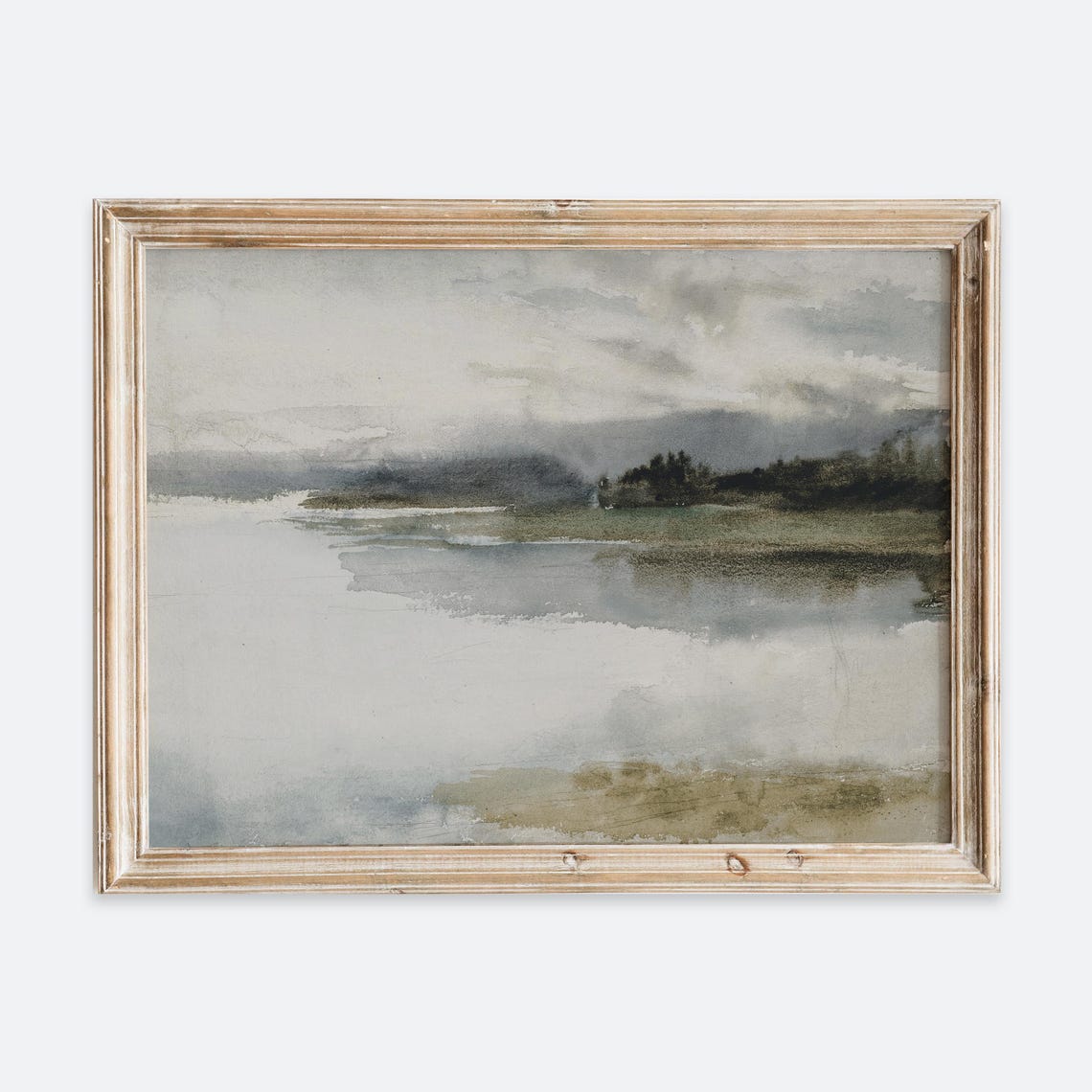 Vintage European Rustic Coastal Seashore Ocean Muted Beach Oil Painting Landscape Seascape Poster Mute Antique Moody Farmhouse Print Vp161