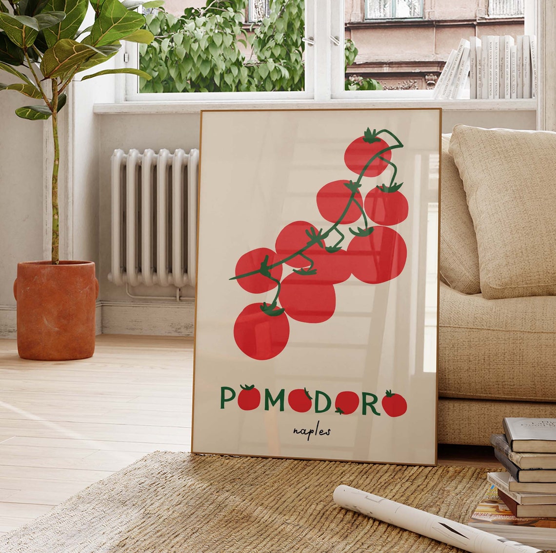 Pomodoro Naples Tomato Vine Retro Illustration Kitchen Art Poster - Image 4