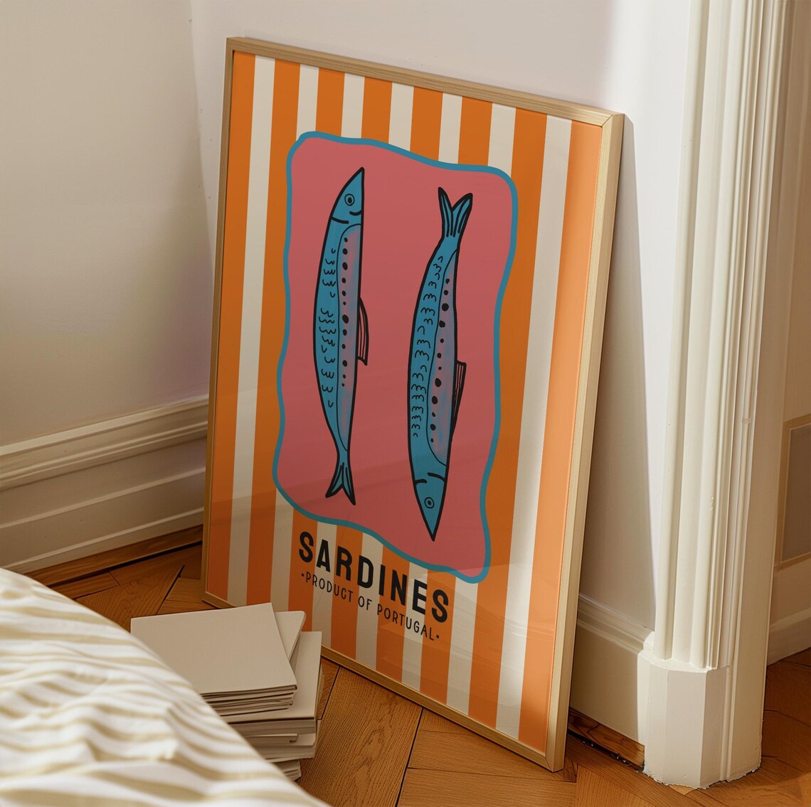Sardines Product of Portugal Striped Coastal Kitchen Art Poster - Image 2