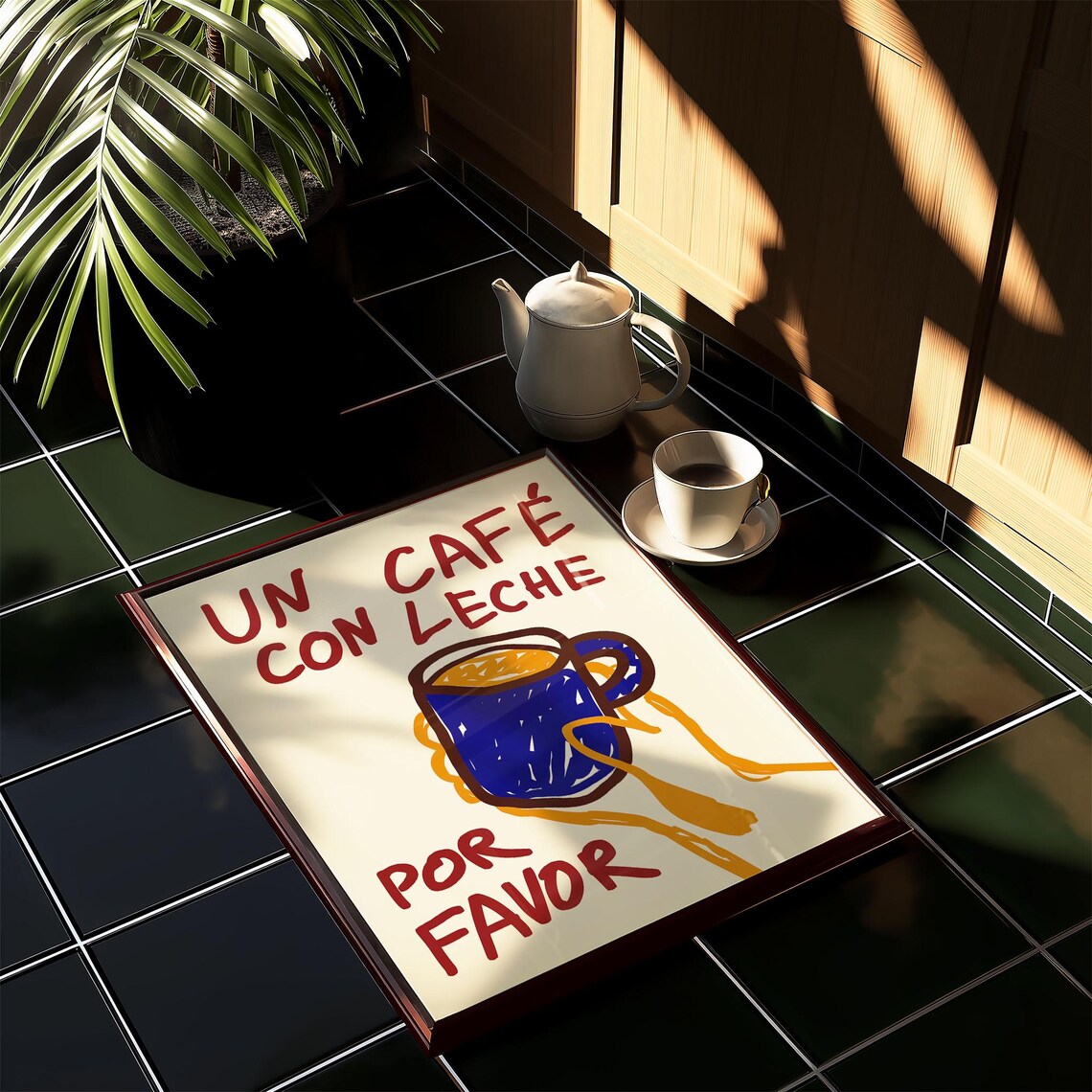 Un Cafe Con Leche Retro Spanish Coffee Art Print - Image 2