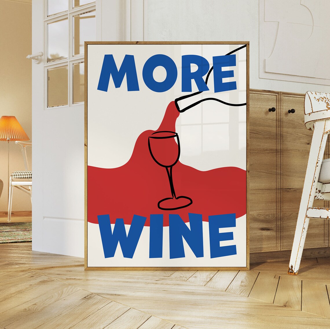 More Wine Retro Print, Mid-Century Kitchen Poster - Image 2