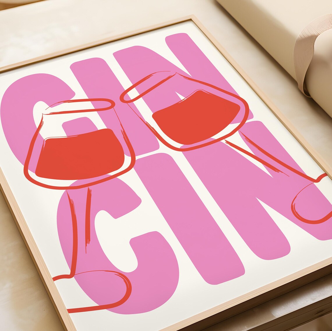 Cin Cin Wine Cheers Cocktail Art Print, Maximalist - Image 3