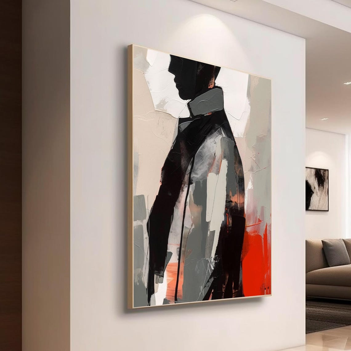 Abstract Man Profile Black Red Coat Modern Expressive Art Poster - Image 5
