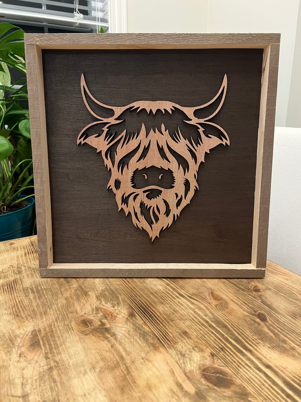 Highland Cow Farmhouse Style Wood Sign Art Print - Image 3