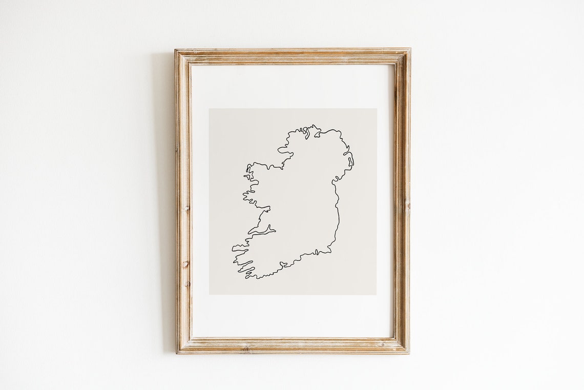Ireland Outline Fine Minimal Neutral Cream Line Art Wall Art - Image 5