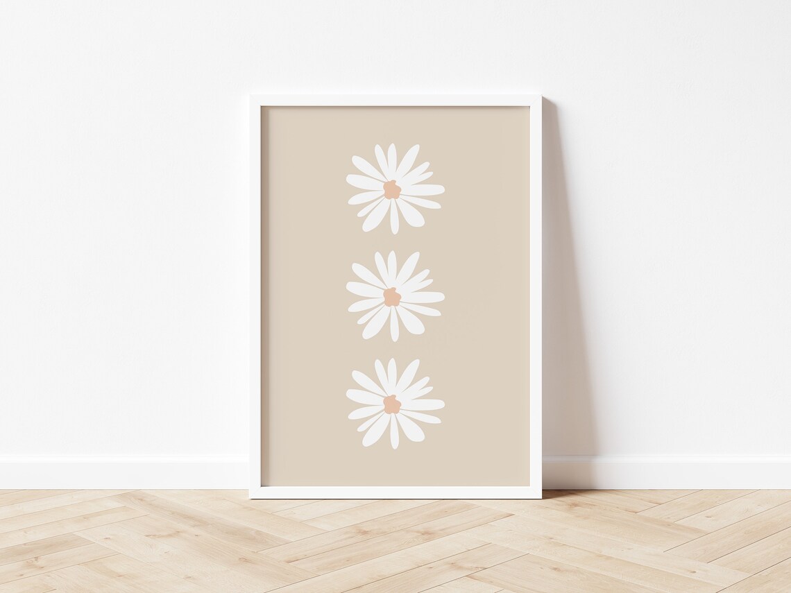 White Daisies, Boho Spring Flower Wall Art Print - Image 2