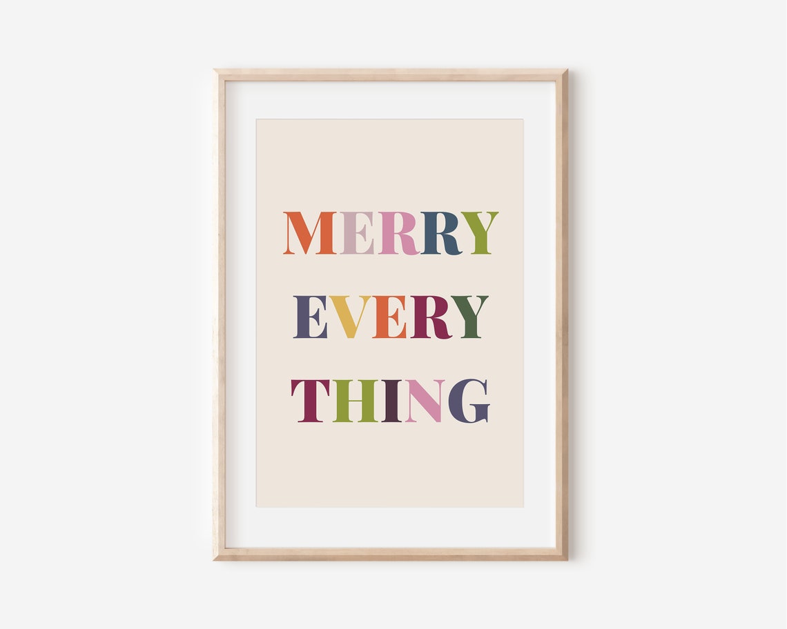 Merry Everything Multicolor Typography Print Boho Holiday Wall Art - Image 5