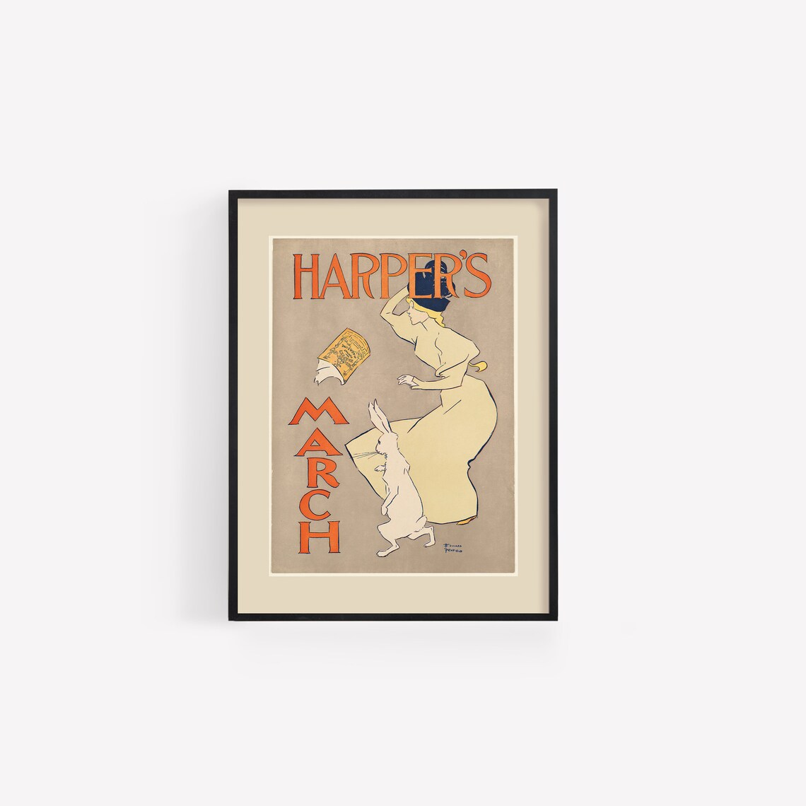 Harpers March Vintage Edward Penfield Woman Rabbit Art Print Poster - Image 3