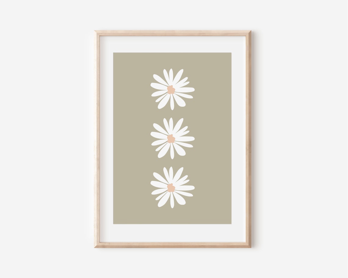 Daisies Print, Retro Boho Floral Poster - Image 4