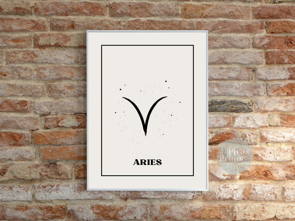 Aries Zodiac Print Astrology Wall Art Minimal Black White Zodiac Print Gift For Aries Instant - Image 4