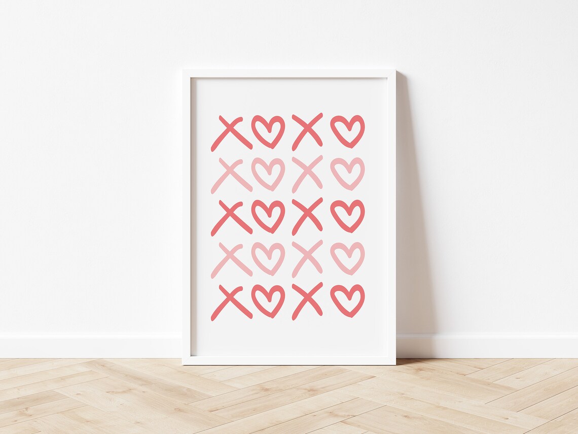 Pink Xoxo Valentines Day Kids Nursery Art Print - Image 3