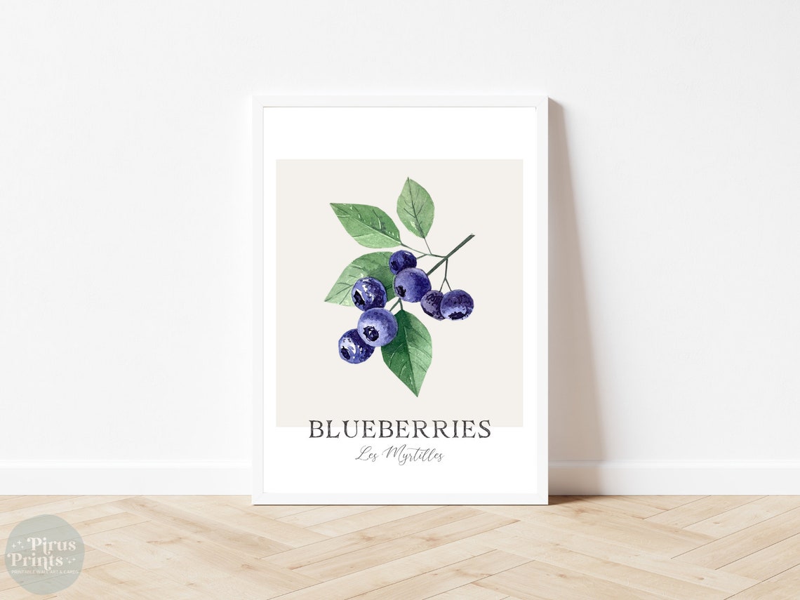 Watercolor Blueberries Botanical Print Minimal Purple Kitchen Wall Art - Image 4