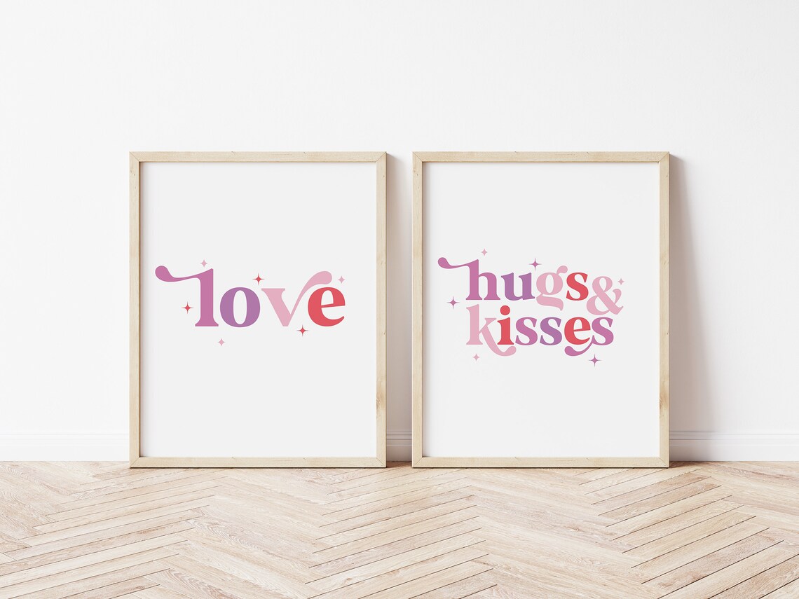 Love Valentine's Day Art Print, Pink Purple Nursery Decor - Image 3