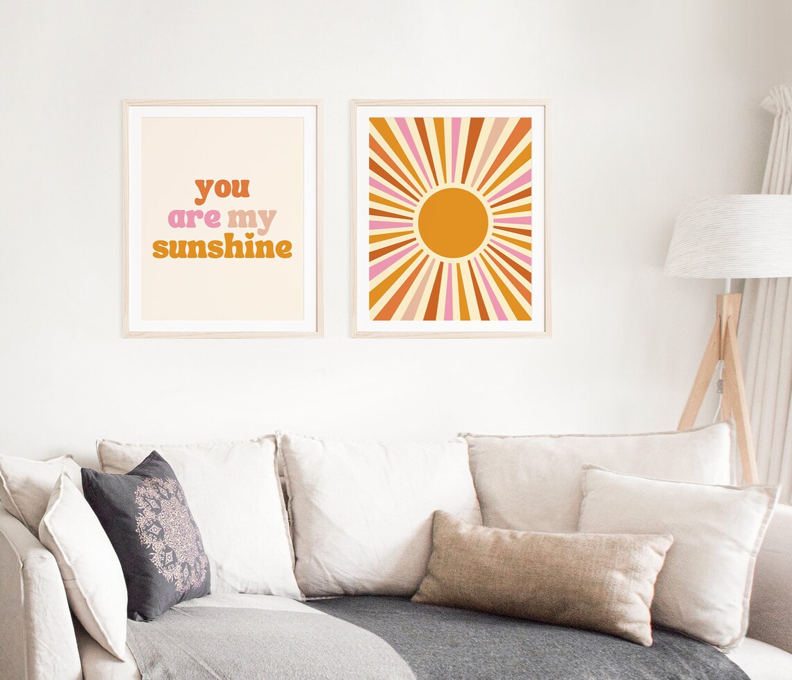 You Are My Sunshine Groovy Retro Typography Kids Nursery Quote Print - Image 2