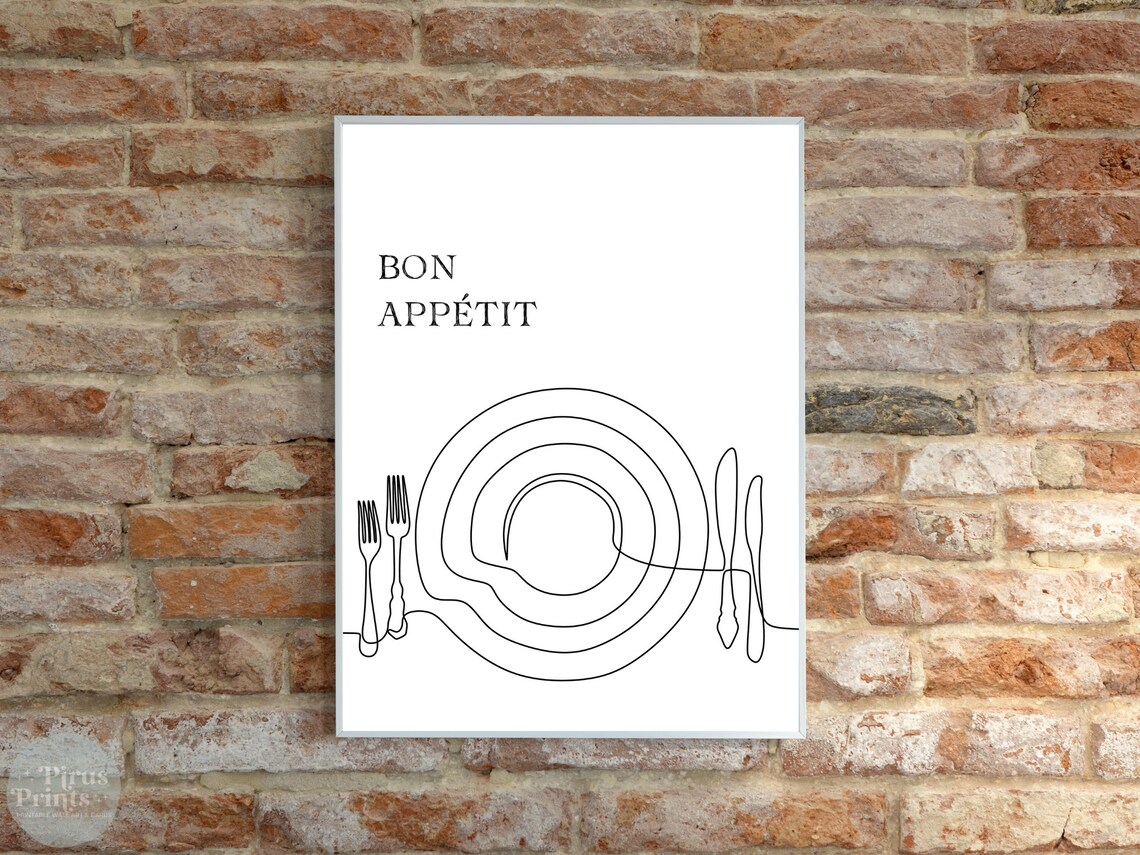 Bon Appetit Line Art, Kitchen Dining Room Decor - Image 4
