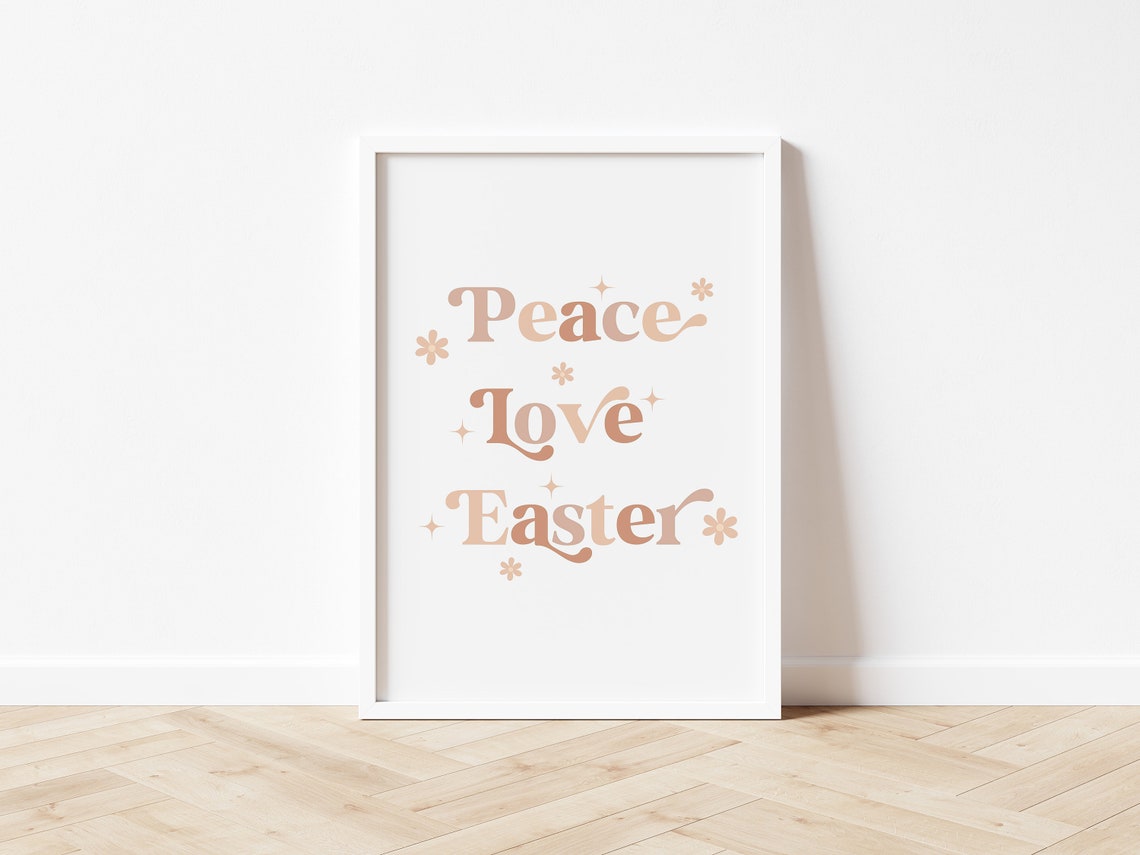 Peace Love Easter, Boho Retro Decor - Image 3