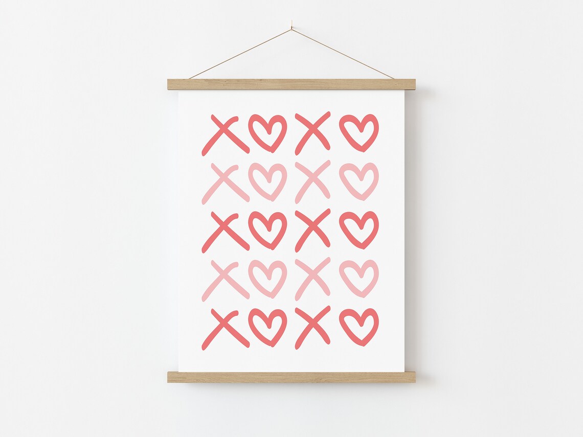 Pink Xoxo Valentines Day Kids Nursery Art Print