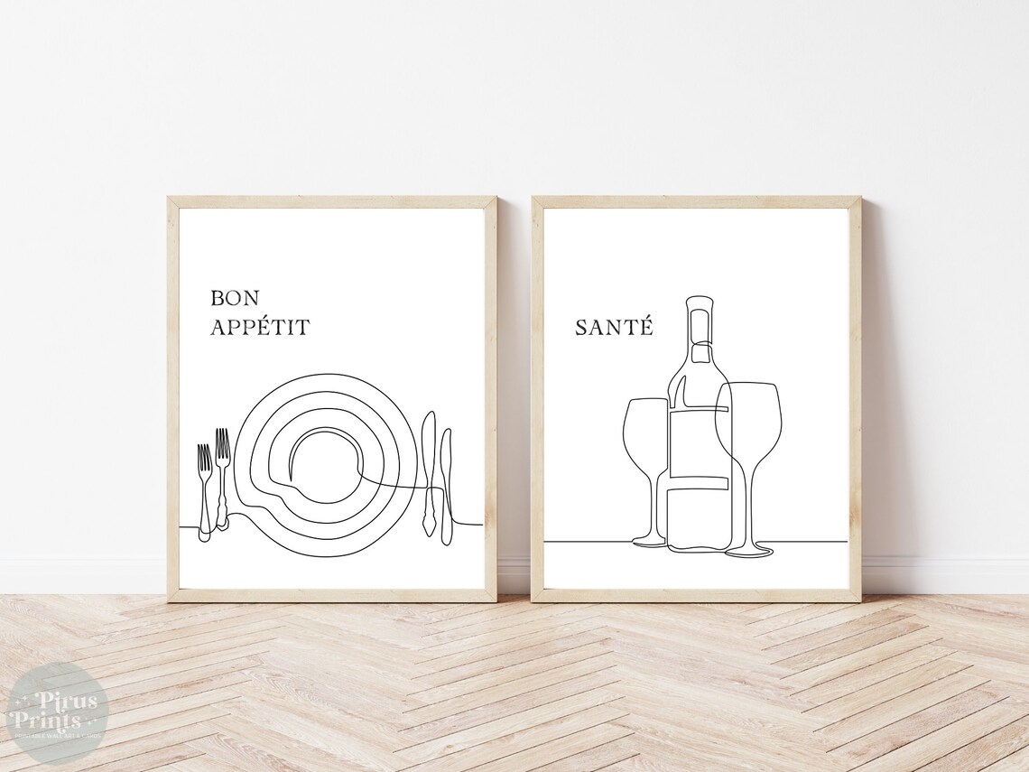 Bon Appetit Line Art, Kitchen Dining Room Decor - Image 5