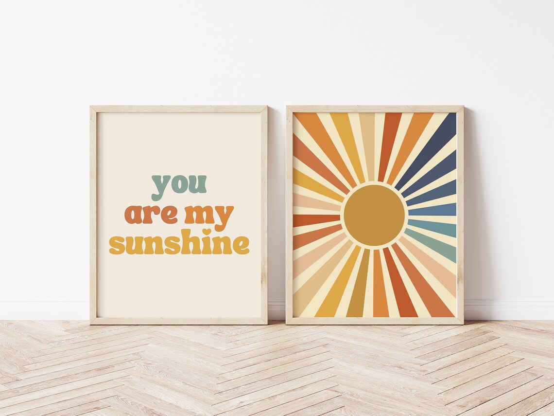 Boho Sun Wall Art, Groovy Sun Nursery Decor Art Print - Image 3