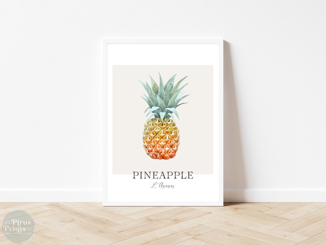 Pineapple Print, Watercolor Tropical Fruit Art - Image 4