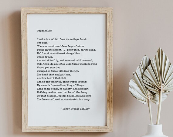Ozymandias Percy Bysshe Shelley Poem Minimal Typewriter Font Poster