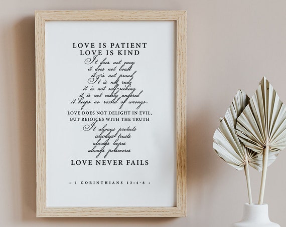 1 Corinthians 134 8 Bible Verse, Minimalist Print