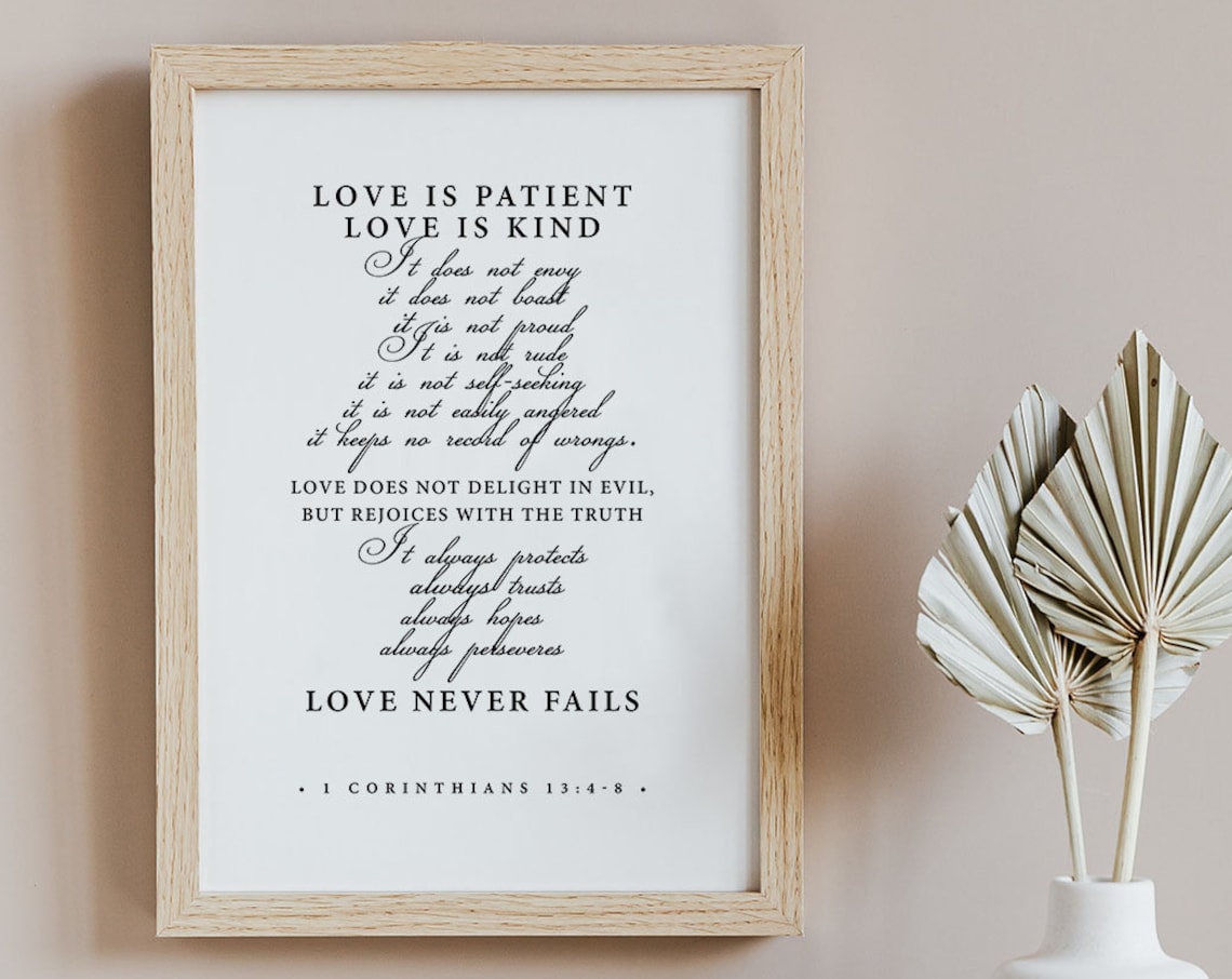 1 Corinthians 134 8 Bible Verse, Minimalist Print