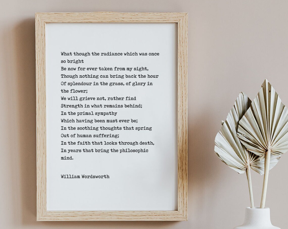 William Wordsworth Classic Poem Minimal Typewriter Style Wall Poster
