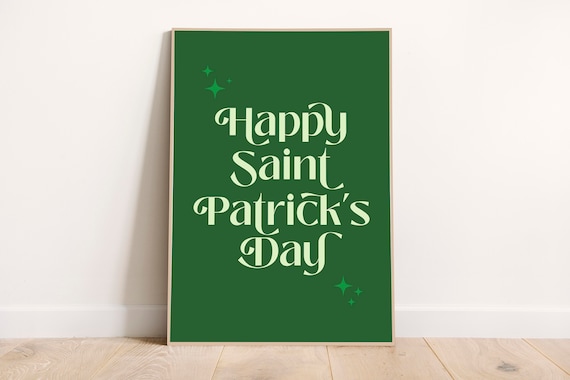Happy Saint Patrick's Day Green Script Holiday Festive Decor Poster