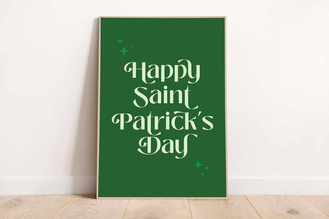 Happy Saint Patrick's Day Green Script Holiday Festive Decor Poster