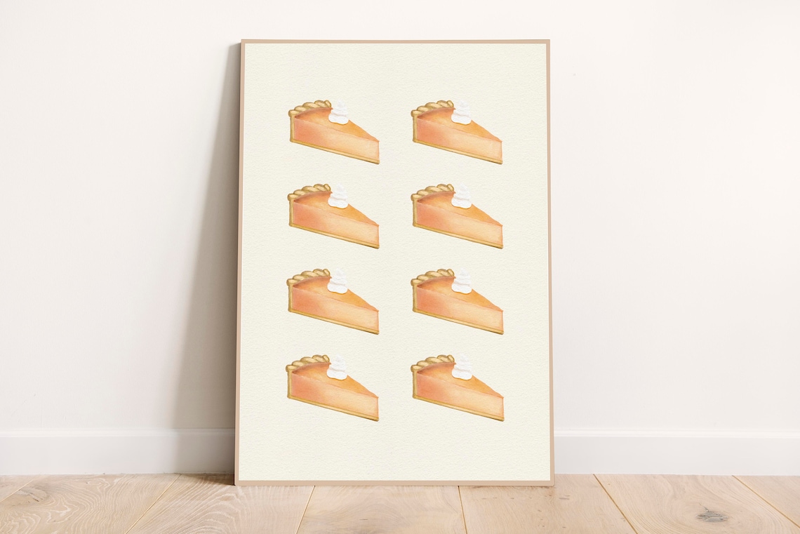 Pumpkin Pies Instant Prints Thanksgiving Turkey Dinner Pie Spice Watercolor Holidays Pattern Decor