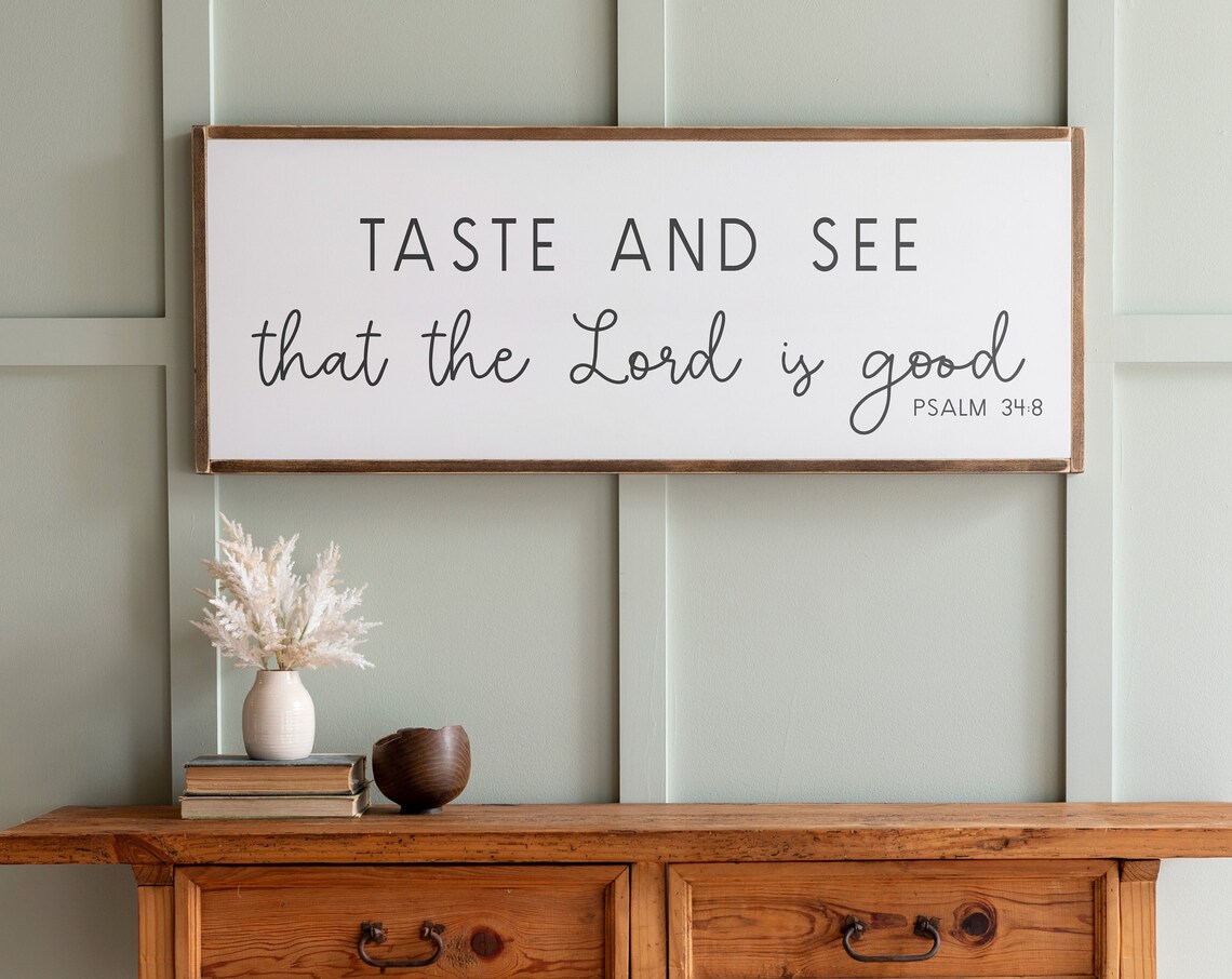 Psalm 34:8 Christian Kitchen Wall Art, Bible Verse Print