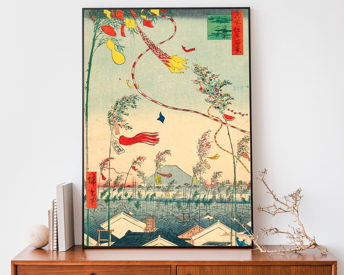Traditional Japanese Poster Mid Century Modern Utagawa Hiroshige Woodblock Print For Asian Home Decor Japanese Festival Painting