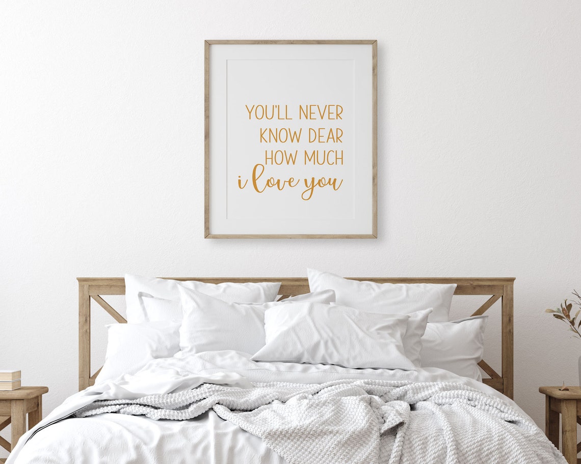 Mustard Yellow You'll Never Know How Much I Love You Quote Wall Art - Image 3
