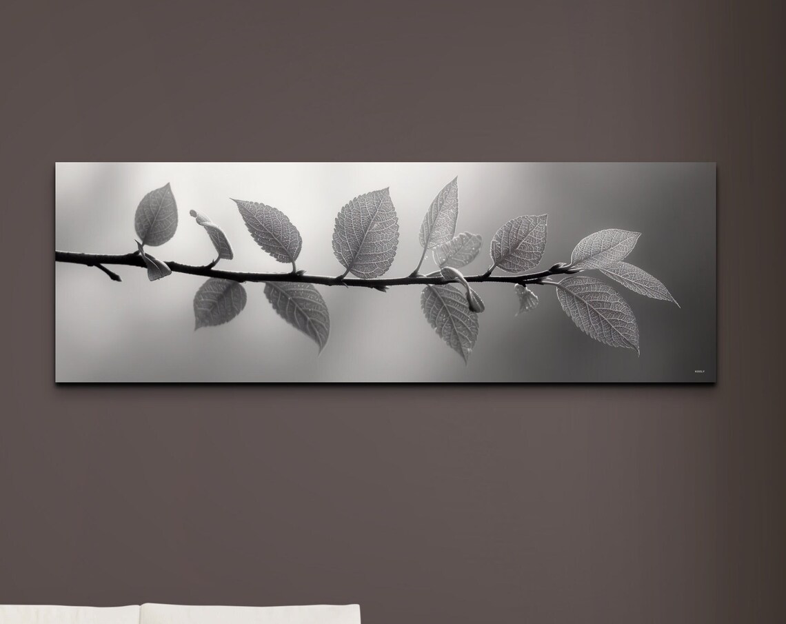 Minimalist Eucalyptus Leaves on Rustic Wood, Art Print