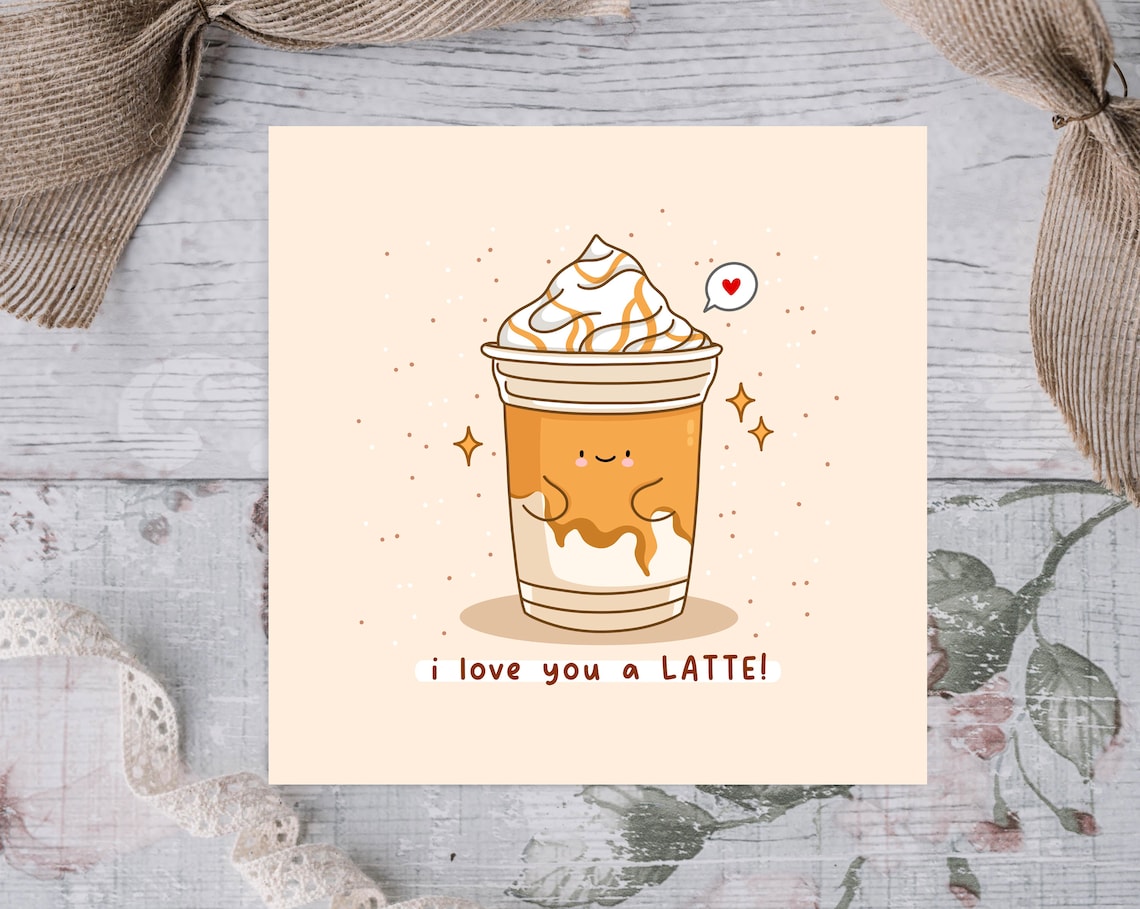 Cute Latte Kawaii Card, Coffee Lover Love Poster - Image 3