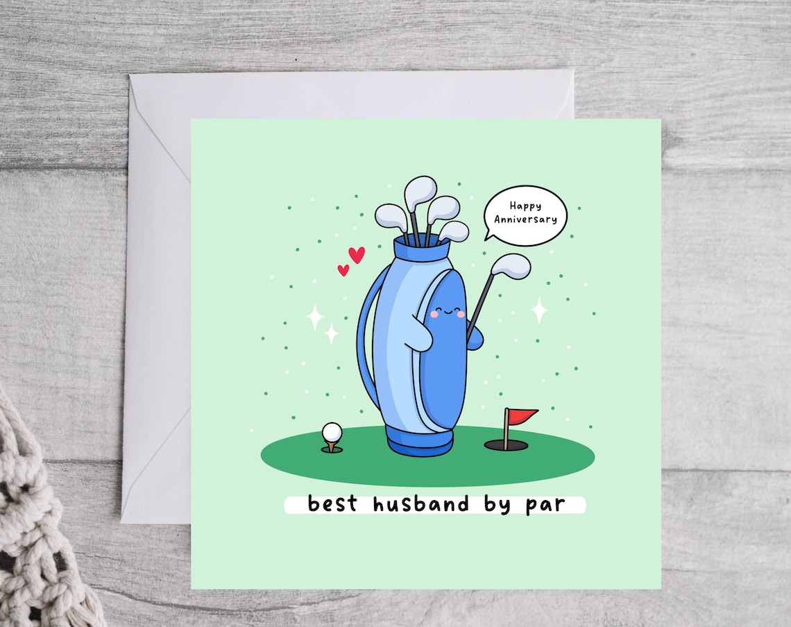 Best Husband By Par Kawaii Golf Bag Anniversary Card Gift Poster - Image 3