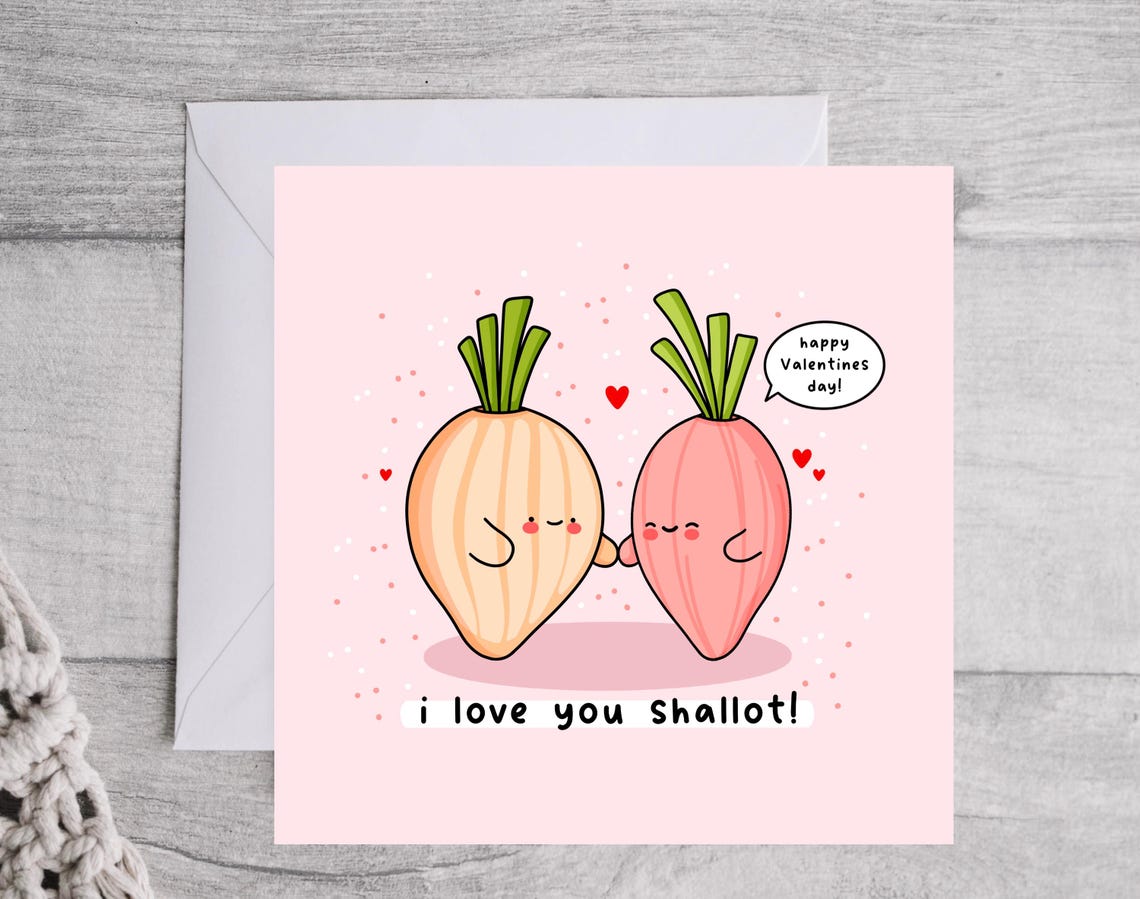 Shallot Pair Holding Hands I Love You Shallot Valentines Wall Art - Image 4