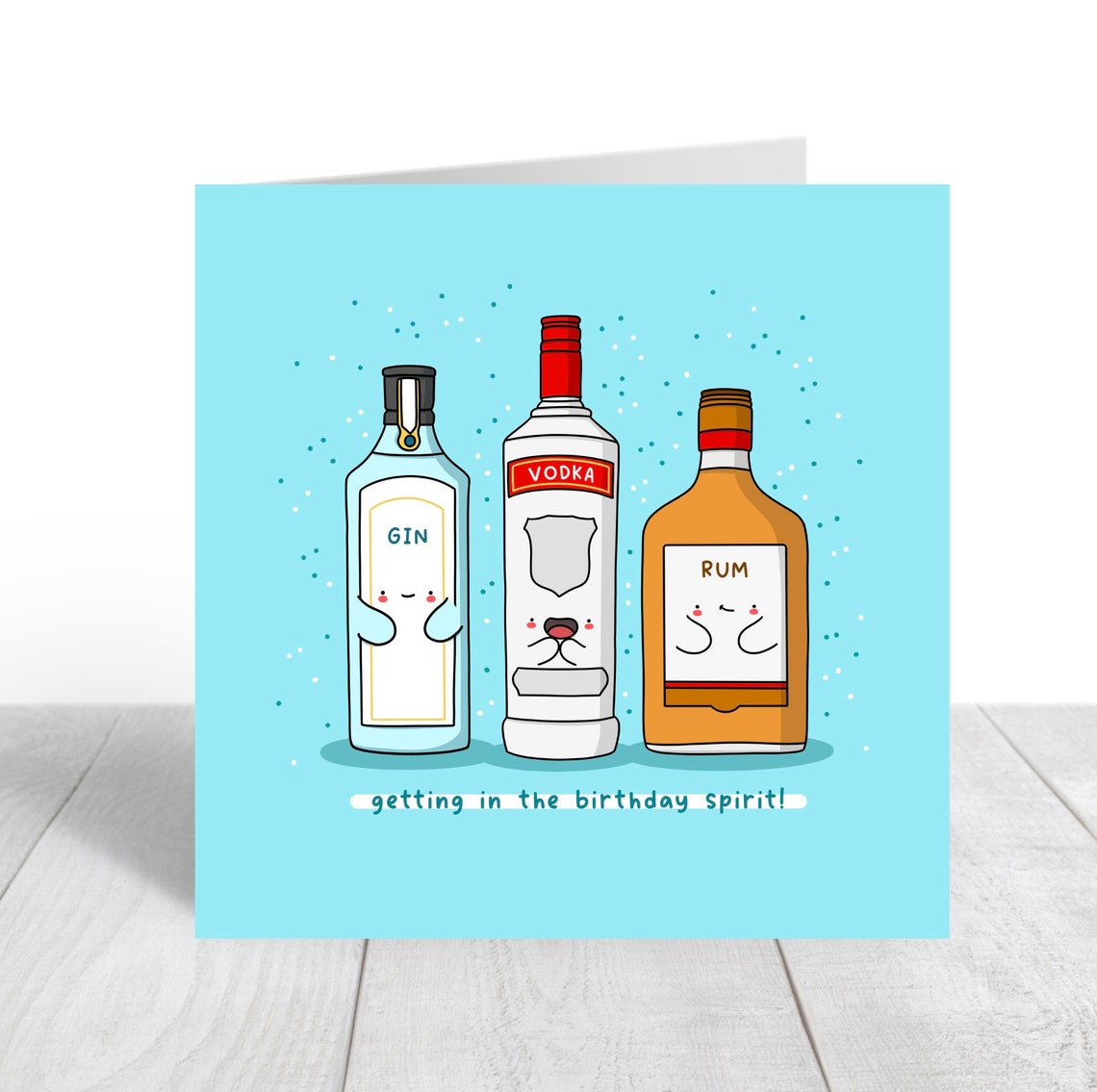 Getting in the Birthday Spirit Funny Liquor Card Blue Poster - Image 4